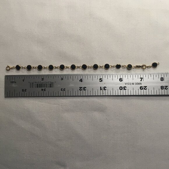 Goldtone, Black Crystal & Pearl Necklace & Bracelet - Picture 8 of 9